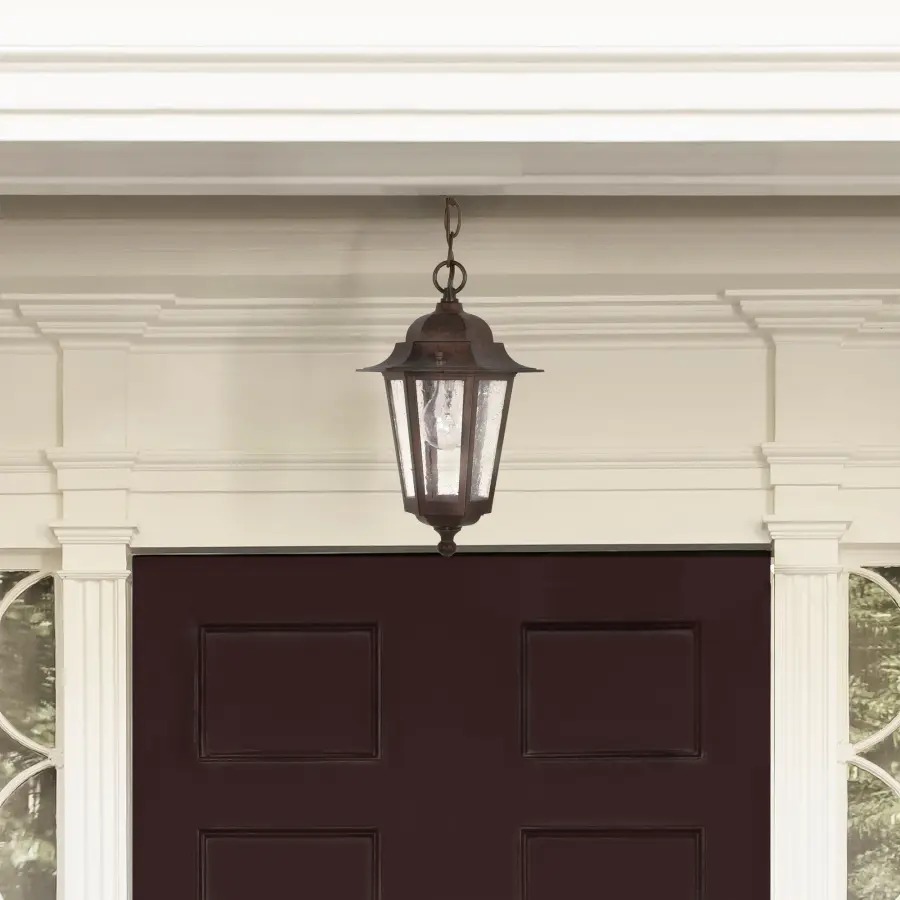 Cornerstone 13" Outdoor Hanging Lantern with Clear Seeded Glass - Image 3