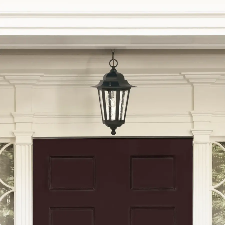 Cornerstone 13" Outdoor Hanging Lantern with Clear Seeded Glass - Image 3