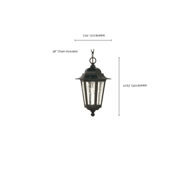 Cornerstone 13" Outdoor Hanging Lantern with Clear Seeded Glass - Image 4