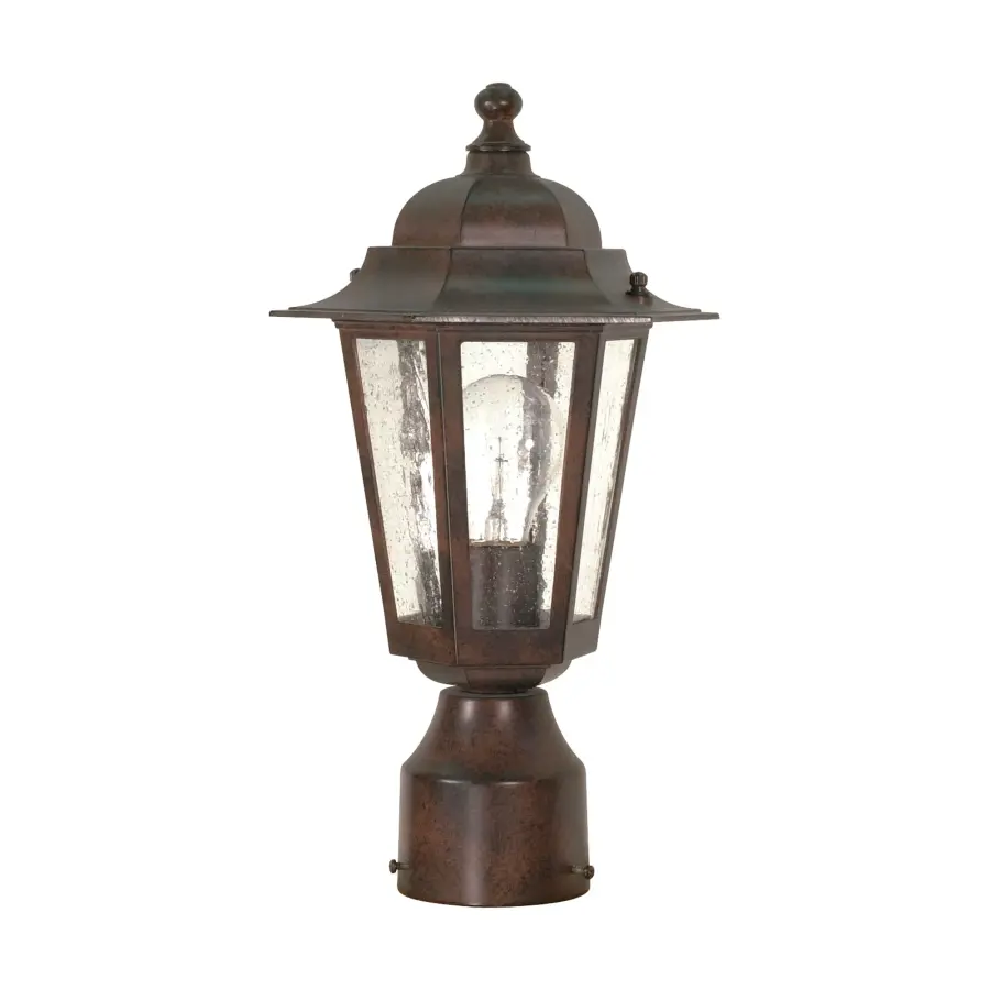 Cornerstone 1-Light Post Lantern with Clear Seeded Glass - Image 1