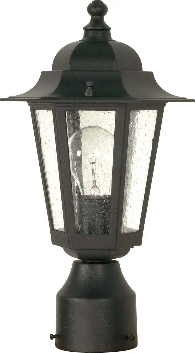 Cornerstone 14" Outdoor Post Lantern with Clear Seeded Glass - Image 1