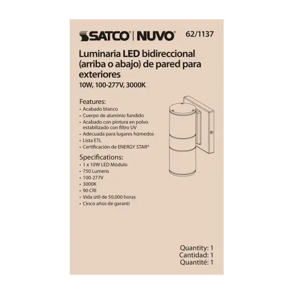 LED Cylindrical Up/Down Wall Sconce - White - Image 6