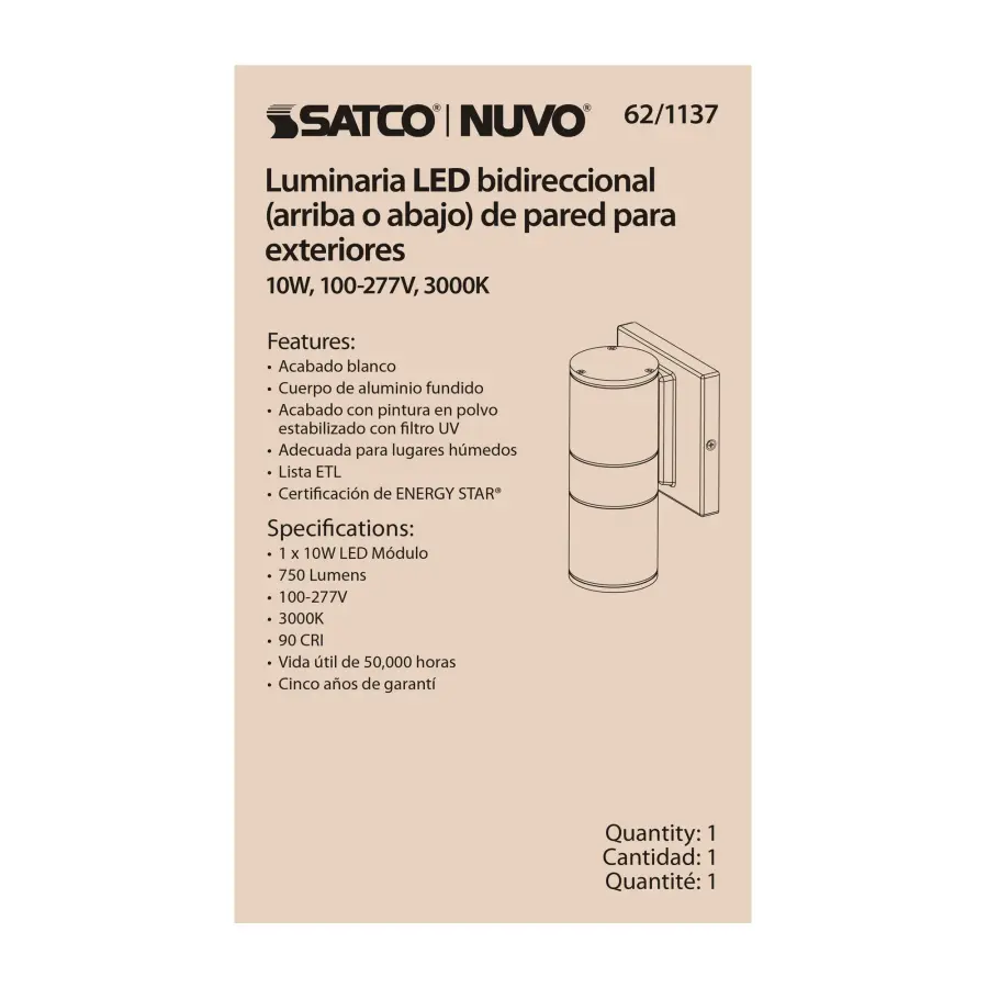 LED Cylindrical Up/Down Wall Sconce - White - Image 6