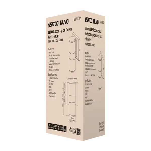 LED Cylindrical Up/Down Wall Sconce - White - Image 8