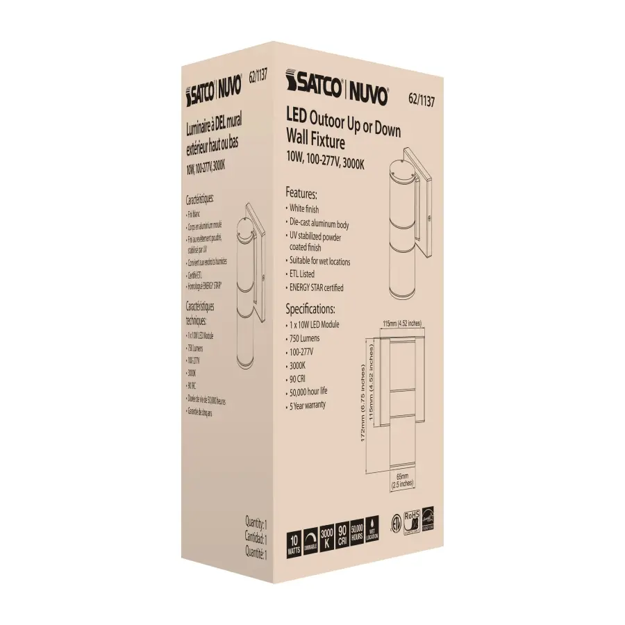 LED Cylindrical Up/Down Wall Sconce - White - Image 9
