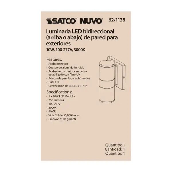 LED Cylindrical Up/Down Wall Sconce - Black - Image 5