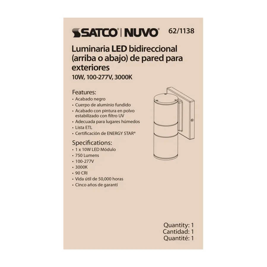 LED Cylindrical Up/Down Wall Sconce - Black - Image 5