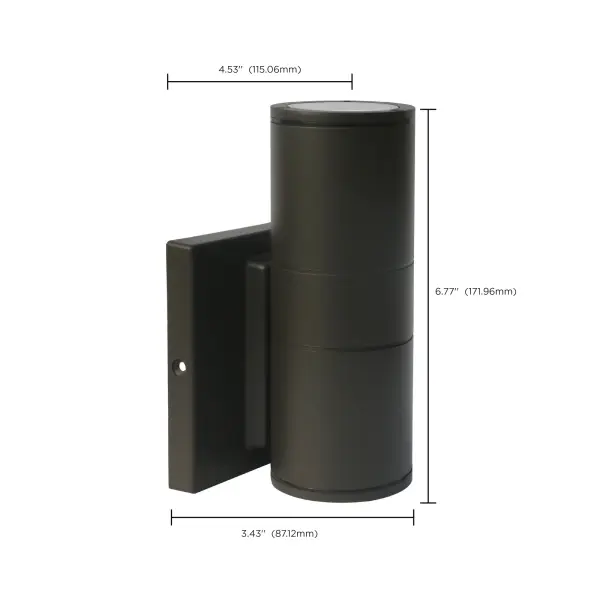 LED Cylindrical Up/Down Wall Sconce - Bronze - Image 9