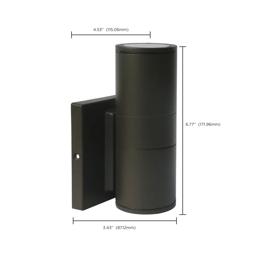LED Cylindrical Up/Down Wall Sconce - Bronze - Image 9