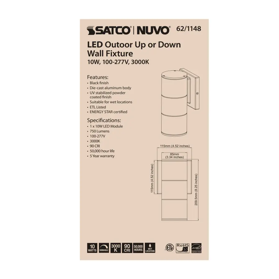 LED Large Up/Down Wall Sconce - Black - Image 6