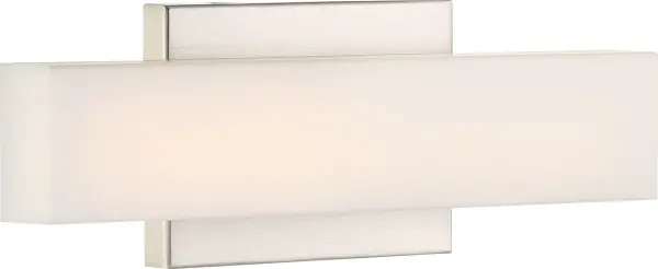 The Jess LED vanity light combines sophisticated minimalist design with practical functionality. Its brushed nickel finish and white acrylic lens deliver clean, modern aesthetics while providing bright, energy-efficient illumination perfect for bathroom tasks. - alternate view