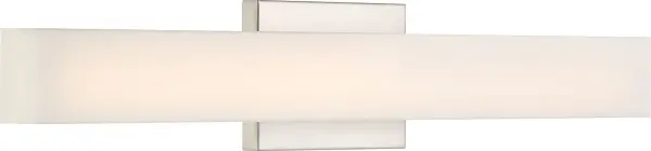 The Jess LED vanity light combines sophisticated minimalist design with practical functionality. Its brushed nickel finish and white acrylic lens deliver clean, modern aesthetics while providing bright, energy-efficient illumination. - alternate view