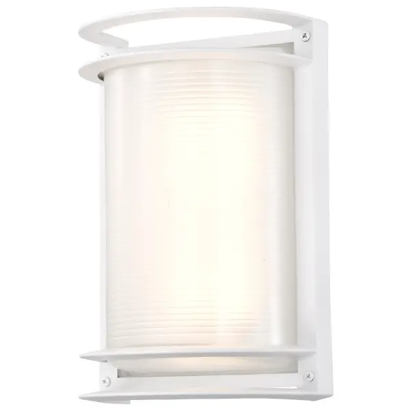Energy-efficient LED bulkhead fixture with rugged construction designed for outdoor walkways, entrances, and light commercial applications. Features warm 3000K lighting with excellent 90 CRI color rendering. - alternate view