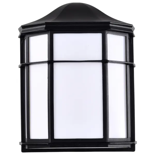 This energy-efficient LED bulkhead fixture combines industrial cage styling with weather-resistant construction. The black finish and white linen acrylic diffuser provide 600 lumens of warm 3000K light, ideal for outdoor walkways, entrances, and patios.