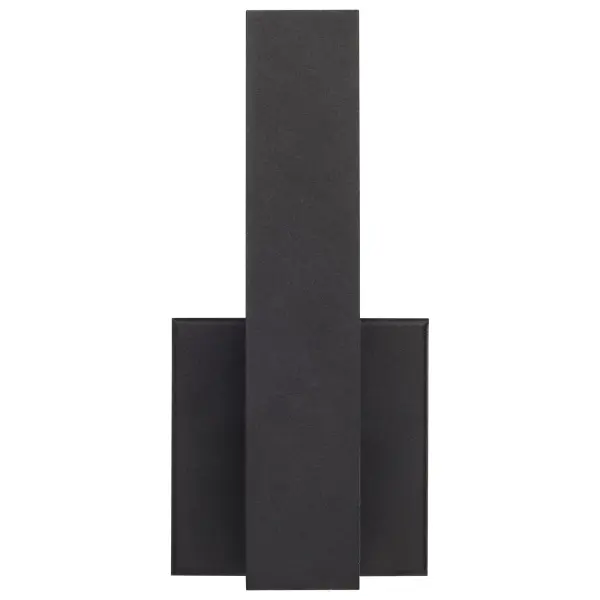 The Raven LED outdoor sconce delivers contemporary style with energy-efficient LED technology. Its streamlined silhouette and textured matte black finish integrate seamlessly with modern exteriors while providing 660 lumens of warm 3000K light. - alternate view