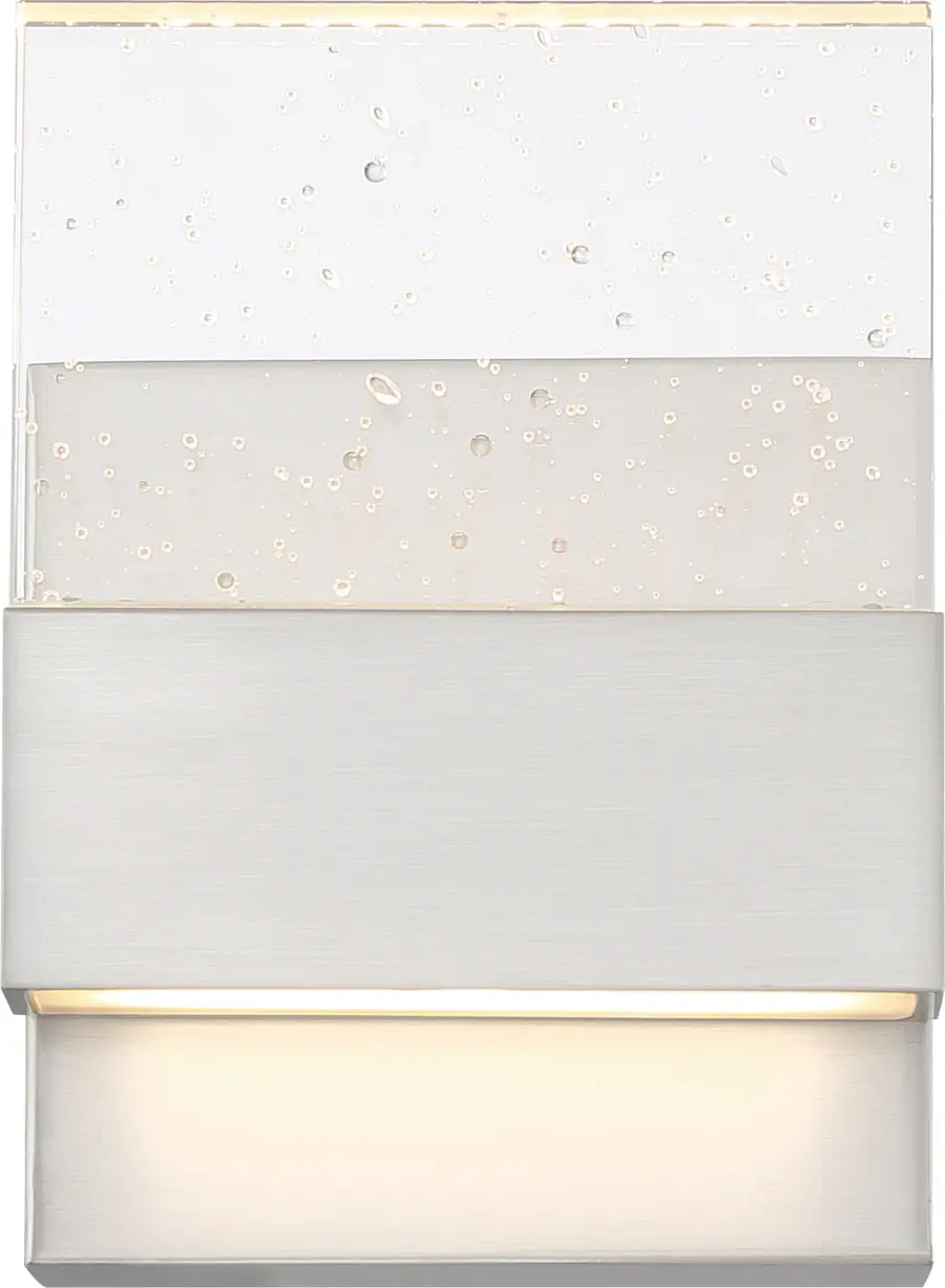 Ellusion LED Small Wall Sconce - Polished Nickel with Seeded Glass - Image 1
