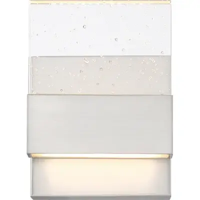 Ellusion LED Small Wall Sconce - Polished Nickel with Seeded Glass - Image 2