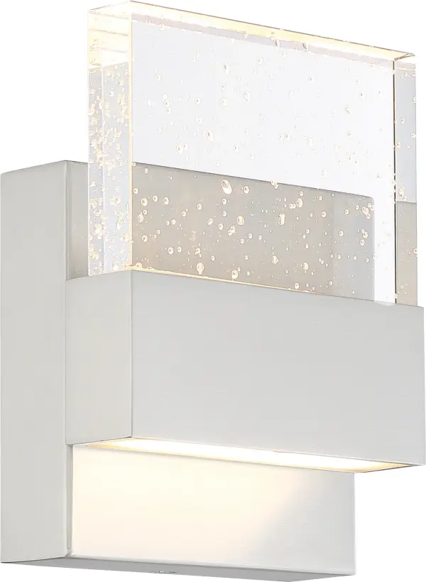 Ellusion LED Small Wall Sconce - Polished Nickel with Seeded Glass - Image 3