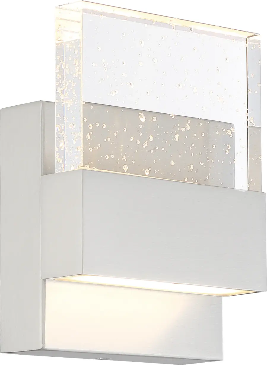Ellusion LED Small Wall Sconce - Polished Nickel with Seeded Glass - Image 3