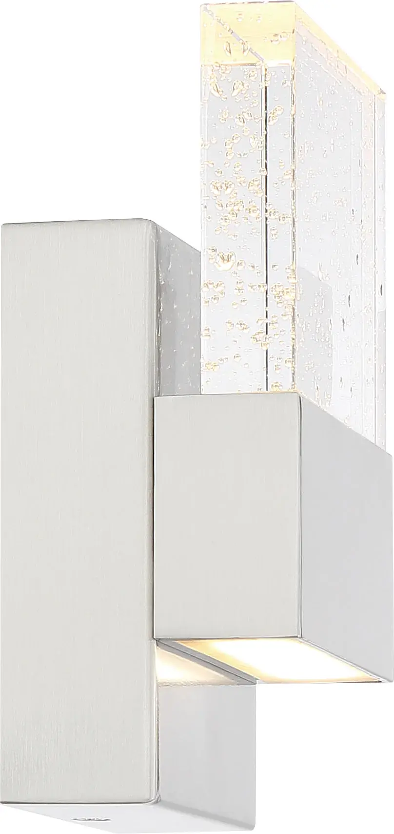 Ellusion LED Small Wall Sconce - Polished Nickel with Seeded Glass - Image 4
