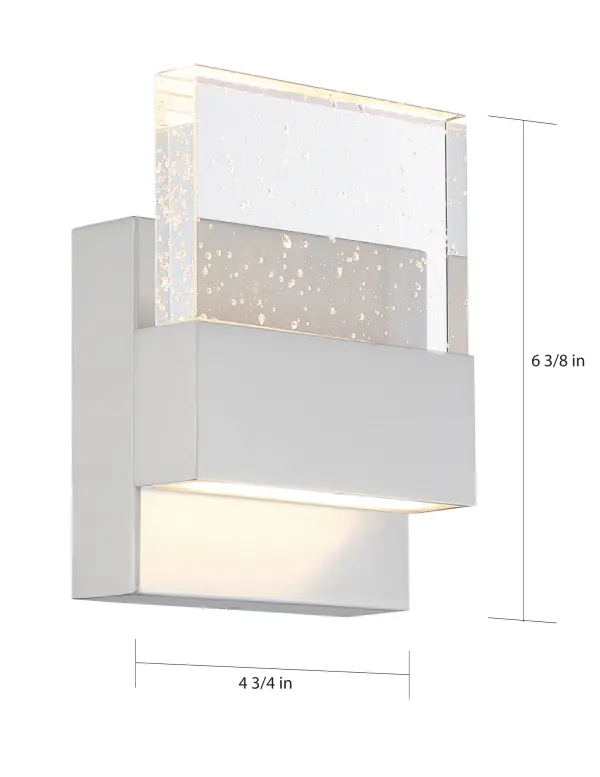 Ellusion LED Small Wall Sconce - Polished Nickel with Seeded Glass - Image 5