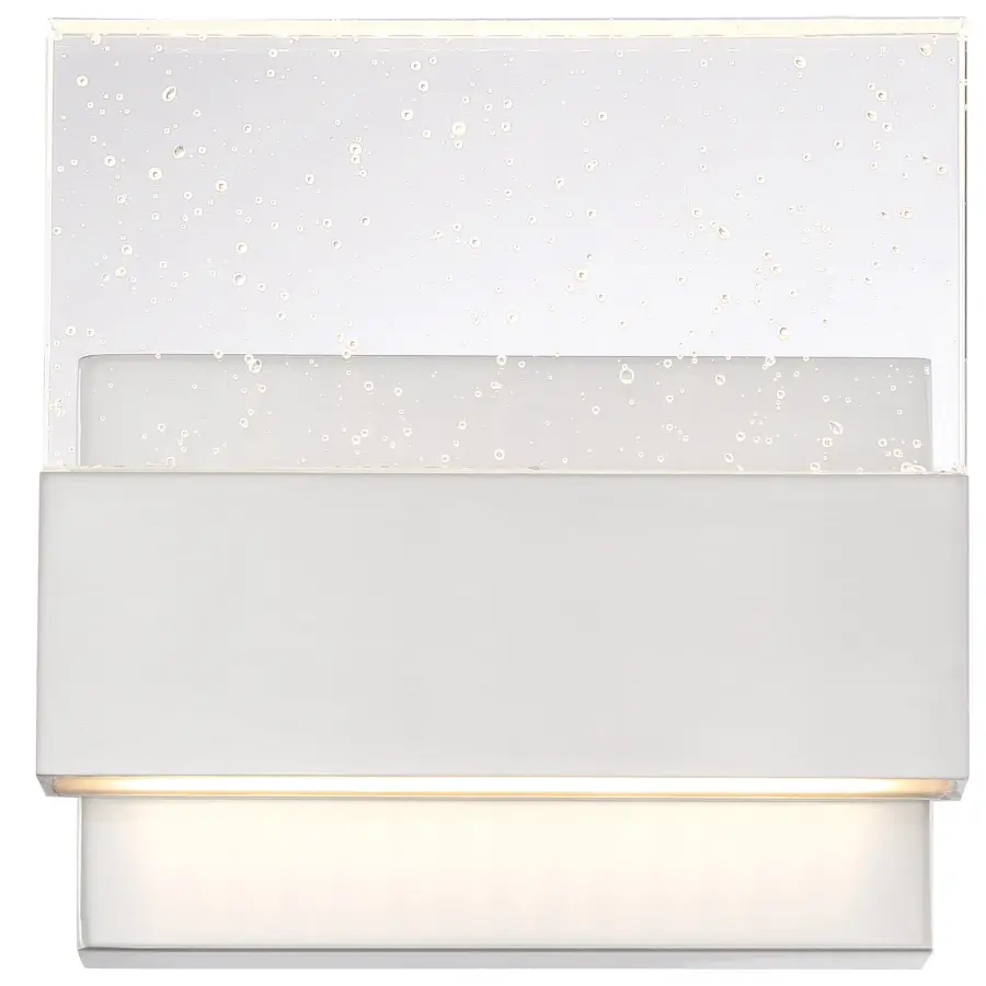 Ellusion LED Medium Wall Sconce - Polished Nickel with Seeded Glass - Image 1
