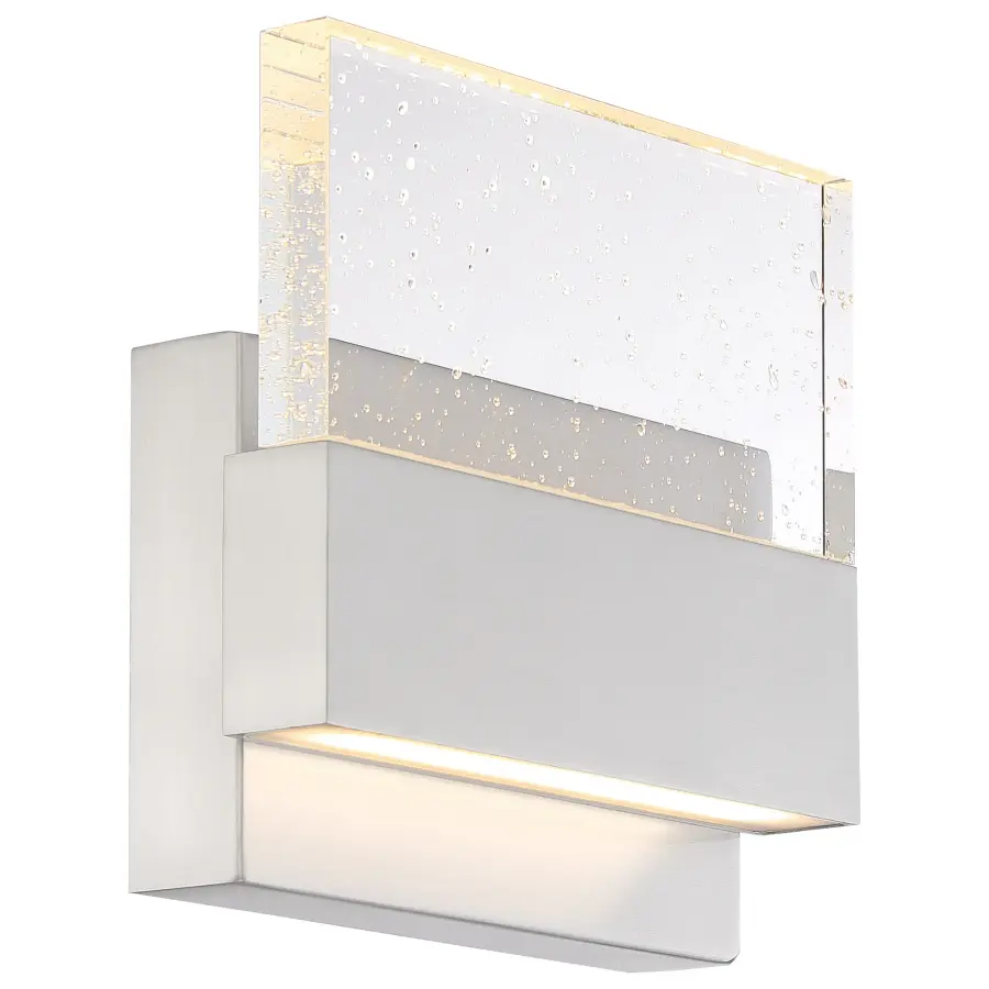 Ellusion LED Medium Wall Sconce - Polished Nickel with Seeded Glass - Image 3
