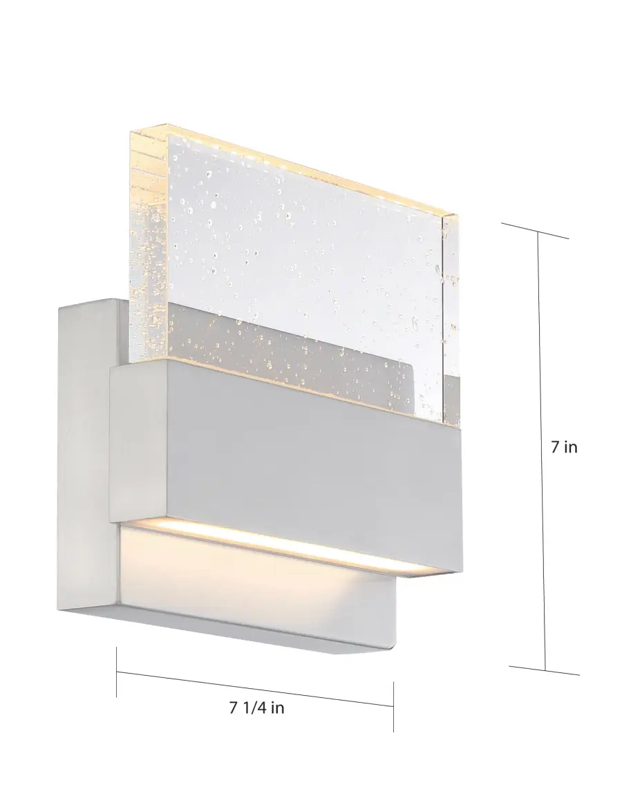 Ellusion LED Medium Wall Sconce - Polished Nickel with Seeded Glass - Image 5