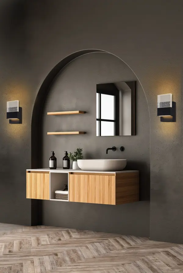 Ellusion LED Medium Wall Sconce - Polished Nickel with Seeded Glass - Image 6