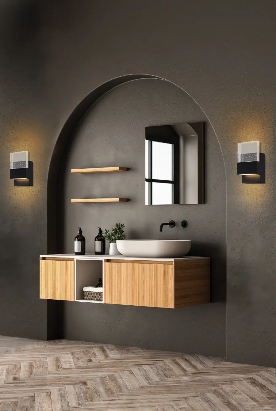 Ellusion LED Medium Wall Sconce - Polished Nickel with Seeded Glass - Image 6