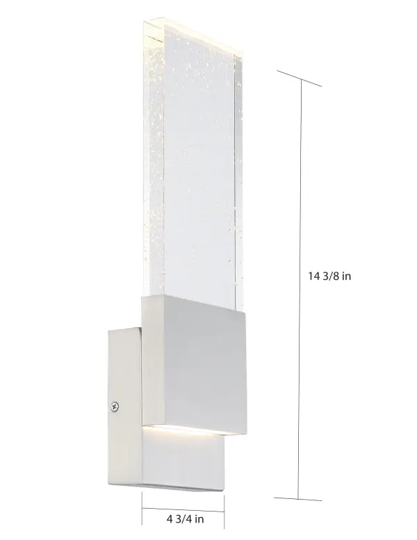 Ellusion LED Large Wall Sconce - Polished Nickel with Seeded Glass - Image 5