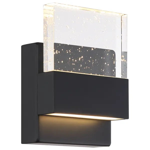 Ellusion LED Small Wall Sconce - Matte Black with Seeded Glass - Image 3