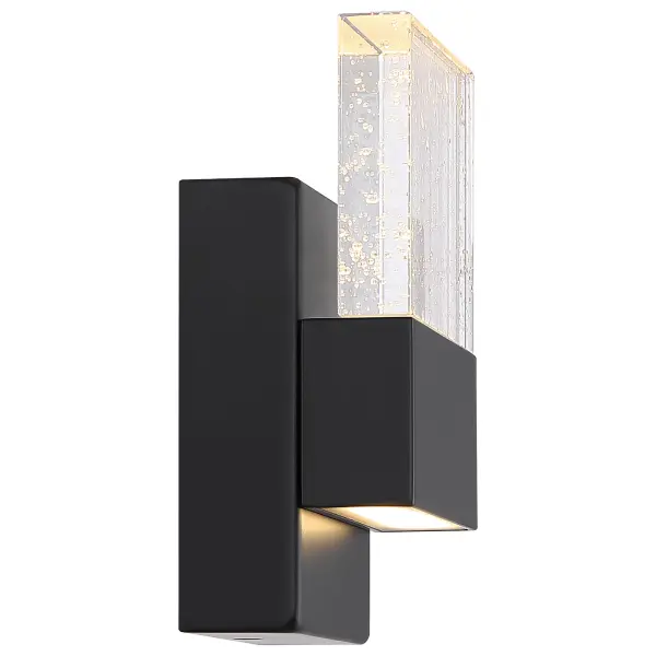 Ellusion LED Small Wall Sconce - Matte Black with Seeded Glass - Image 4