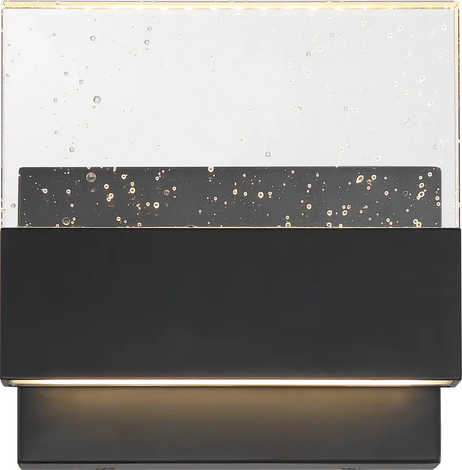 Ellusion LED Medium Wall Sconce - Matte Black with Seeded Glass - Image 1