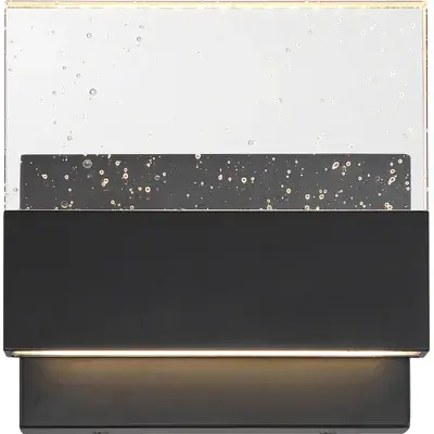 Ellusion LED Medium Wall Sconce - Matte Black with Seeded Glass - Image 2