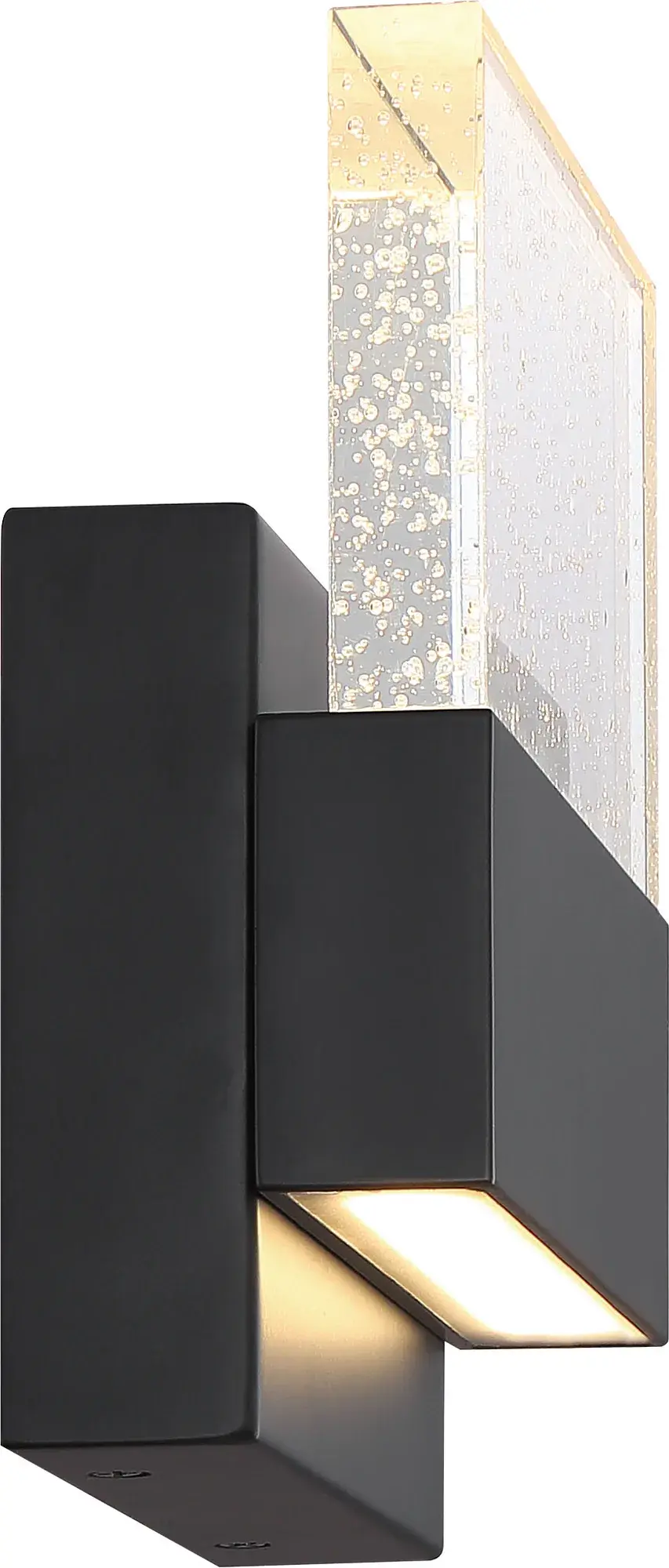 Ellusion LED Medium Wall Sconce - Matte Black with Seeded Glass - Image 4