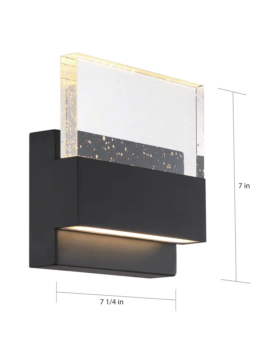 Ellusion LED Medium Wall Sconce - Matte Black with Seeded Glass - Image 5