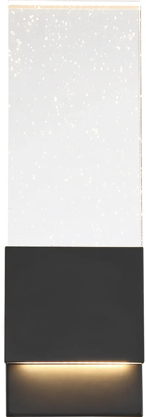 The Ellusion LED wall sconce combines contemporary styling with practical LED efficiency. Its matte black finish and seeded glass create visual interest while delivering 700 lumens of warm 3000K light for 30,000 hours.