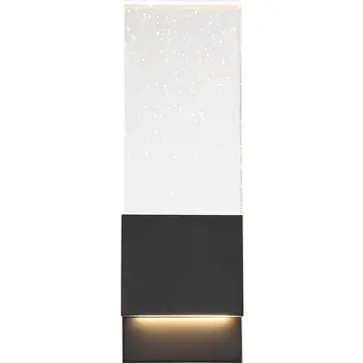 Ellusion LED Large Wall Sconce - Matte Black with Seeded Glass - Image 2