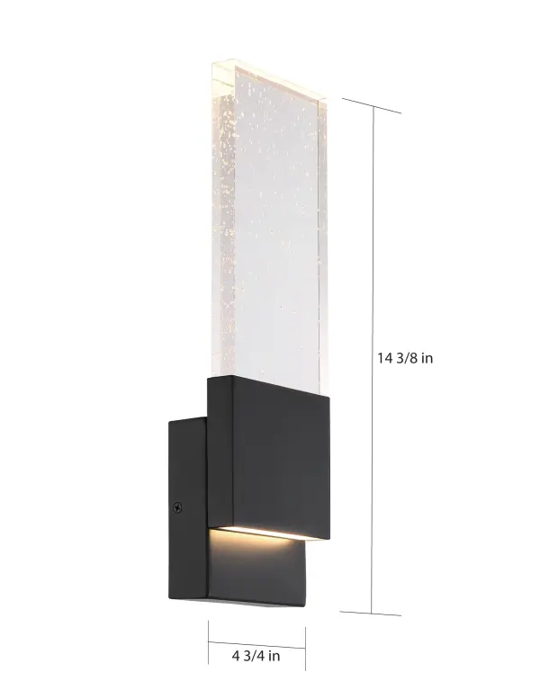 Ellusion LED Large Wall Sconce - Matte Black with Seeded Glass - Image 6