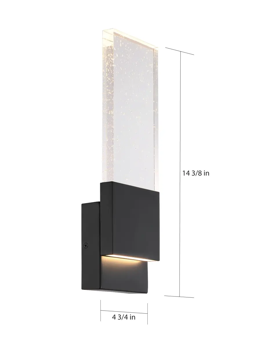 Ellusion LED Large Wall Sconce - Matte Black with Seeded Glass - Image 6