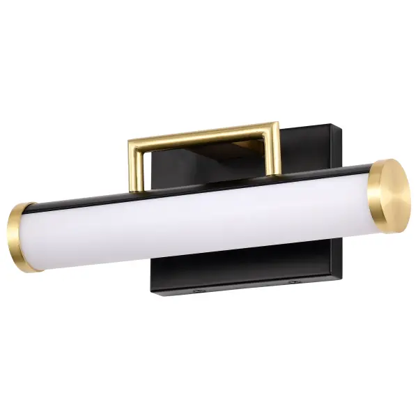 Solano Small LED Vanity Light in Black and Brushed Brass - Image 1