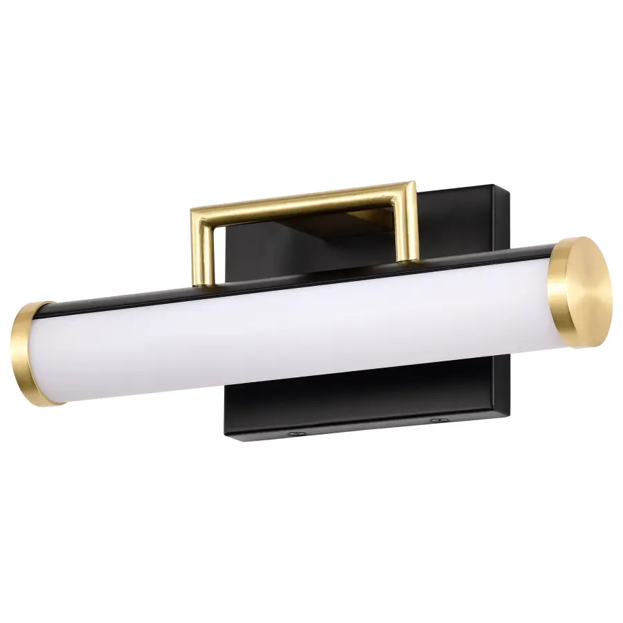 Solano Small LED Vanity Light in Black and Brushed Brass - Image 1