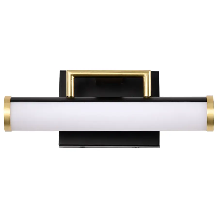 Solano Small LED Vanity Light in Black and Brushed Brass - Image 3