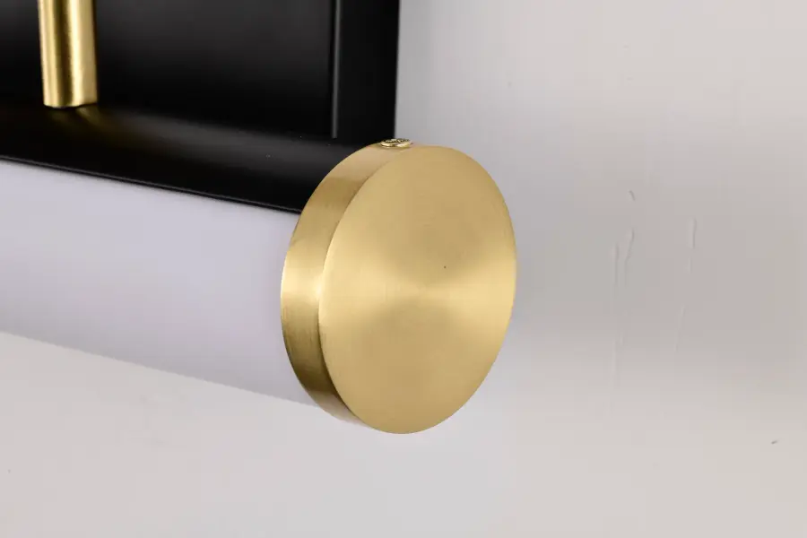 Solano Small LED Vanity Light in Black and Brushed Brass - Image 6