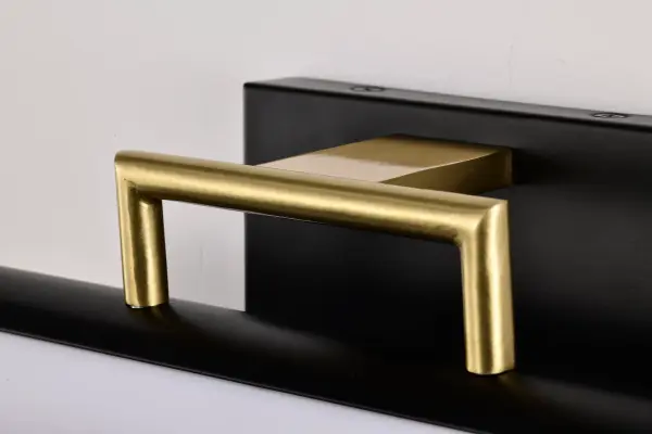 Solano Small LED Vanity Light in Black and Brushed Brass - Image 7