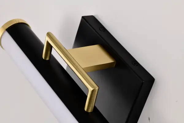 Solano Small LED Vanity Light in Black and Brushed Brass - Image 8