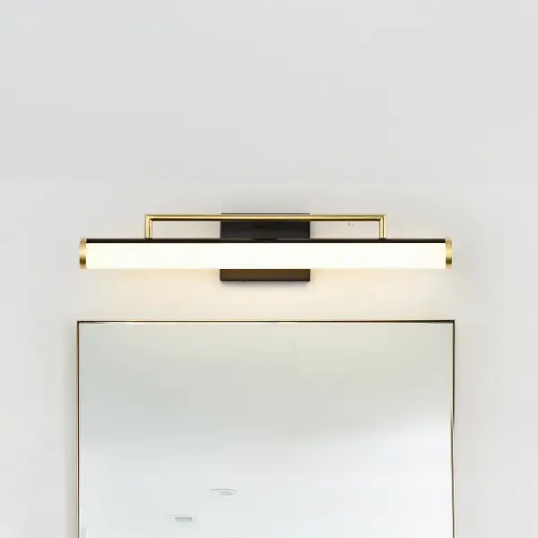 Solano Medium LED Vanity Light in Black and Brushed Brass - Image 11