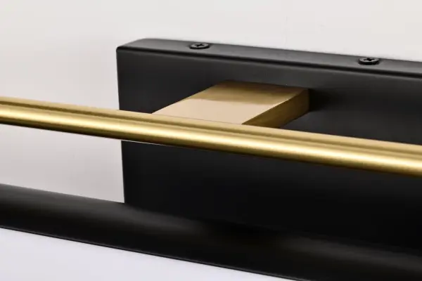 Solano Medium LED Vanity Light in Black and Brushed Brass - Image 7