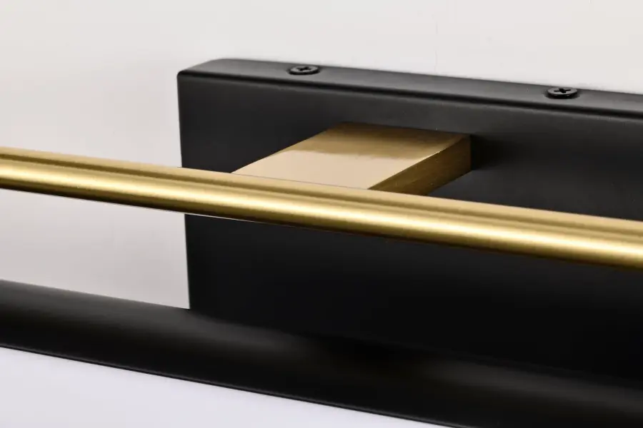 Solano Medium LED Vanity Light in Black and Brushed Brass - Image 7
